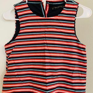 Zara Trafaluc Womens Red White Blue Striped Cropped Tanked Top